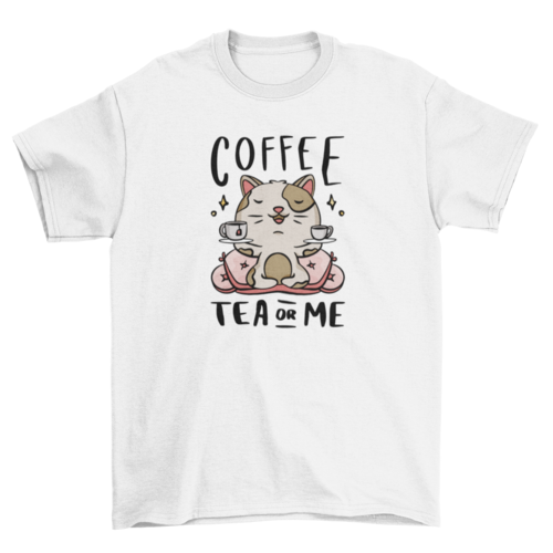 Cute coffee tea cat t-shirt